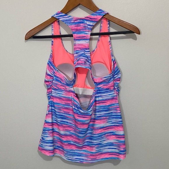 ZELOS Tropical Sunset Racerback Tankini Swim Top Size S - Picture 5 of 9